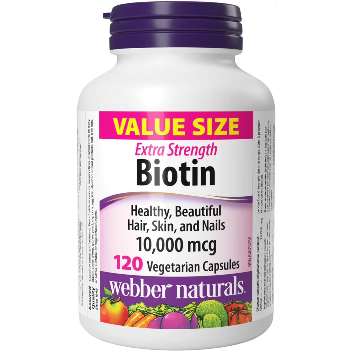 120 Vegetarian Capsules | Webber Naturals Biotin Extra Strength 10,000mcg