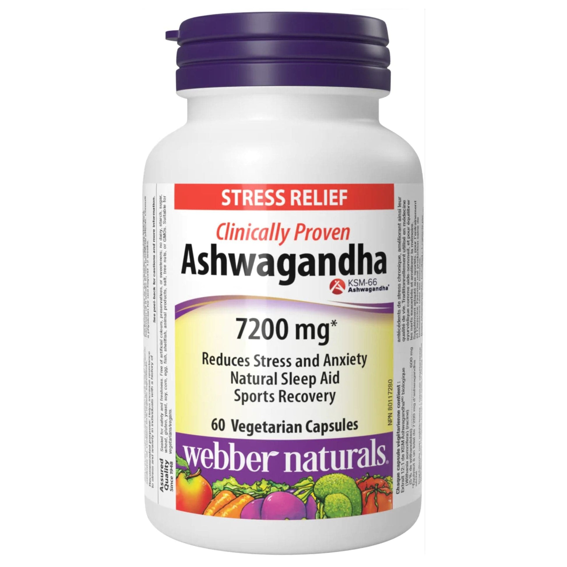 60 Vegetable Capsules | Webber Naturals Ashwagandha 7200mg One Per Day 