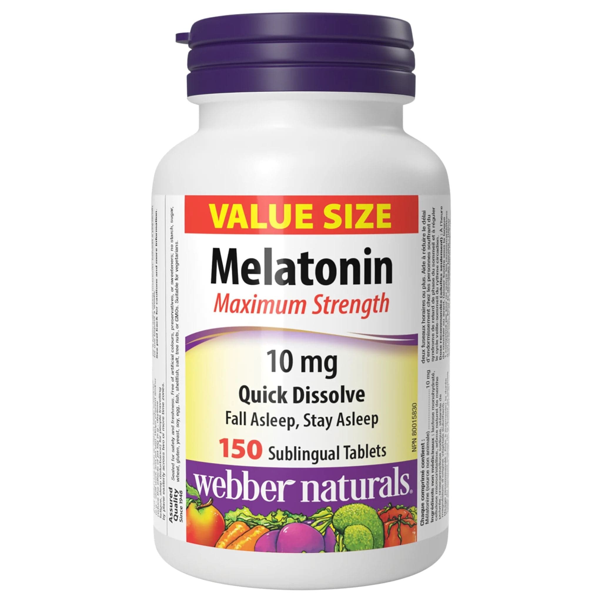 Webber Naturals Melatonin 10mg Maximum Strength Easy Dissolve Sublin