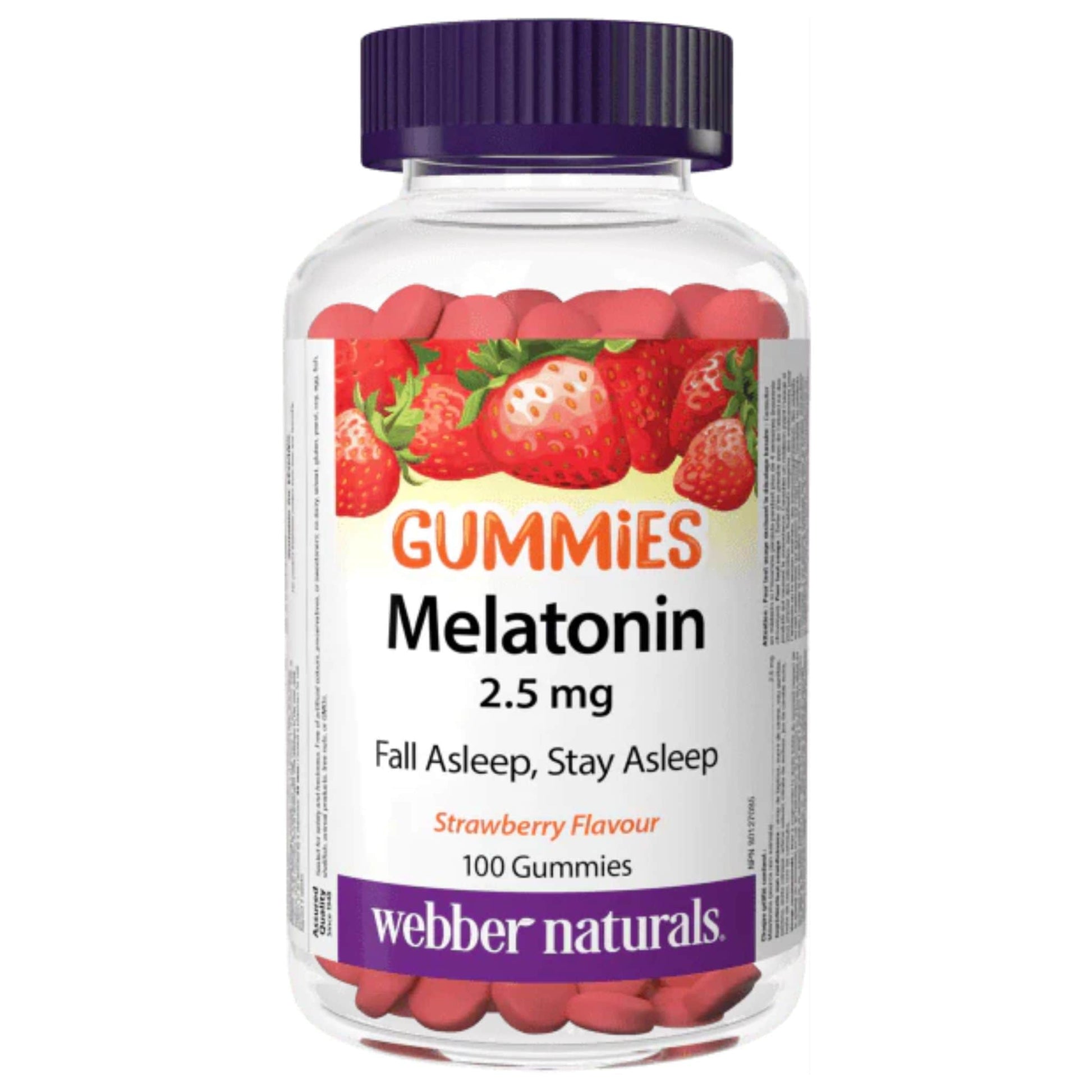 100 Gummies Strawberry | Webber Naturals Melatonin Gummies