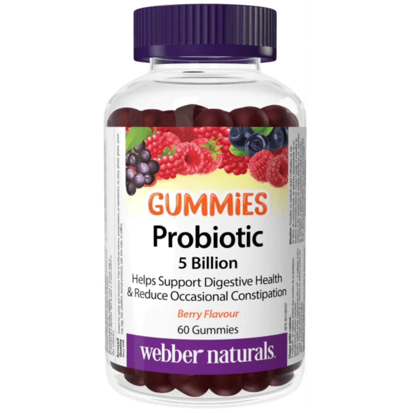 Berry Flavour, 60 Gummies | Webber Naturals Probiotic 5 Billion Gummies // berry flavour