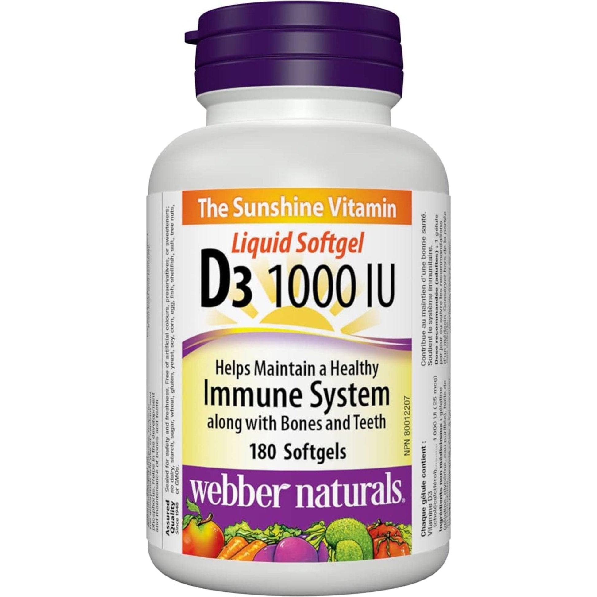 180 Softgel Capsules | Webber Naturals Vitamin D3 1000 IU