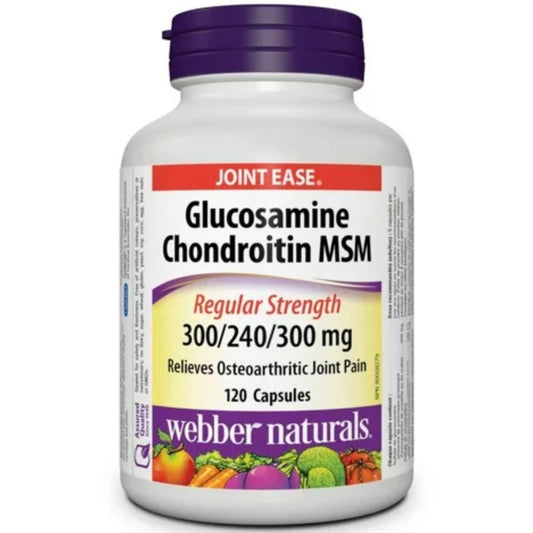 120 Capsules | Webber Naturals Glucosamine Chondroitin MSM Regular Strength 300/240/300mg