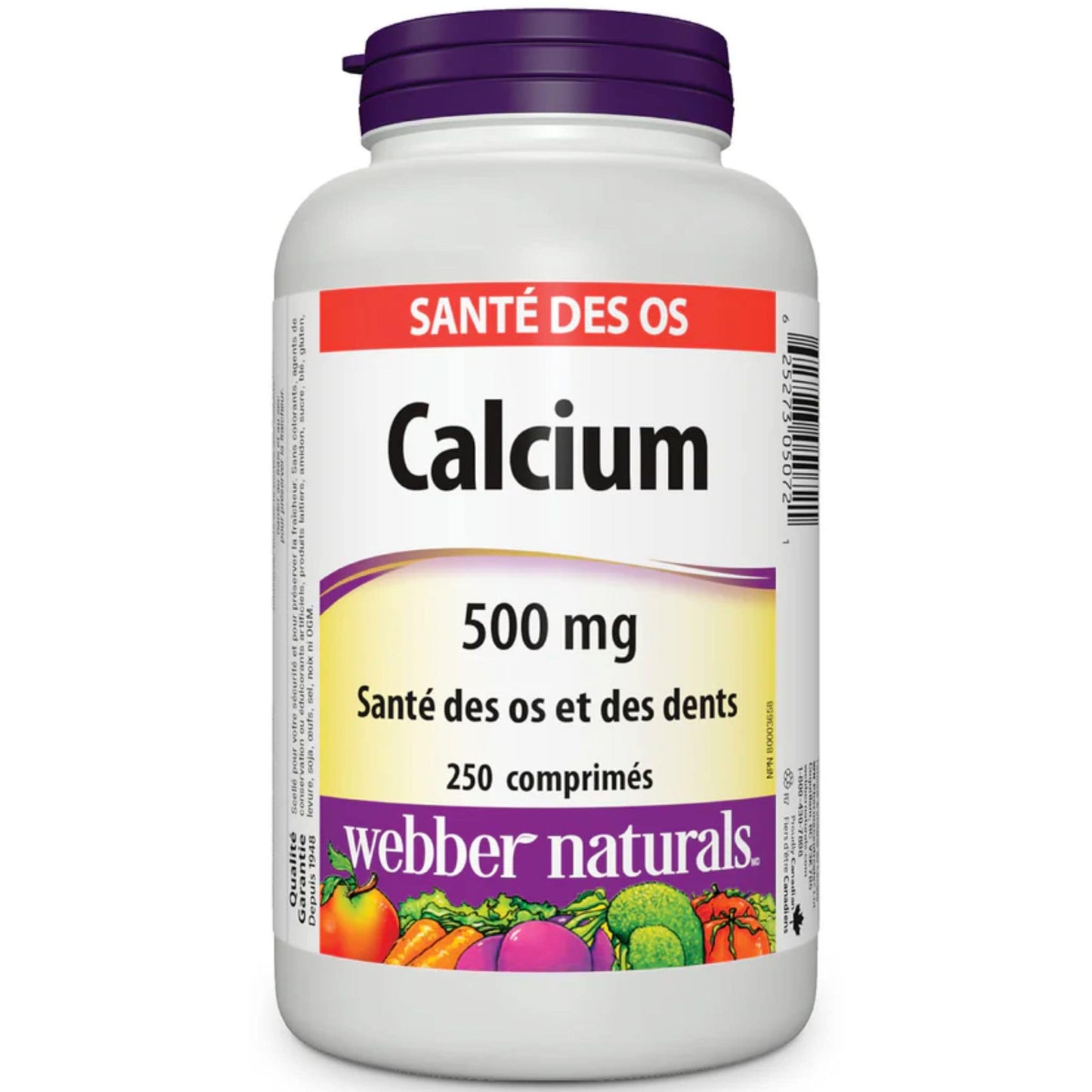 250 Tablets | Webber Naturals Calcium 500mg // French Bottle