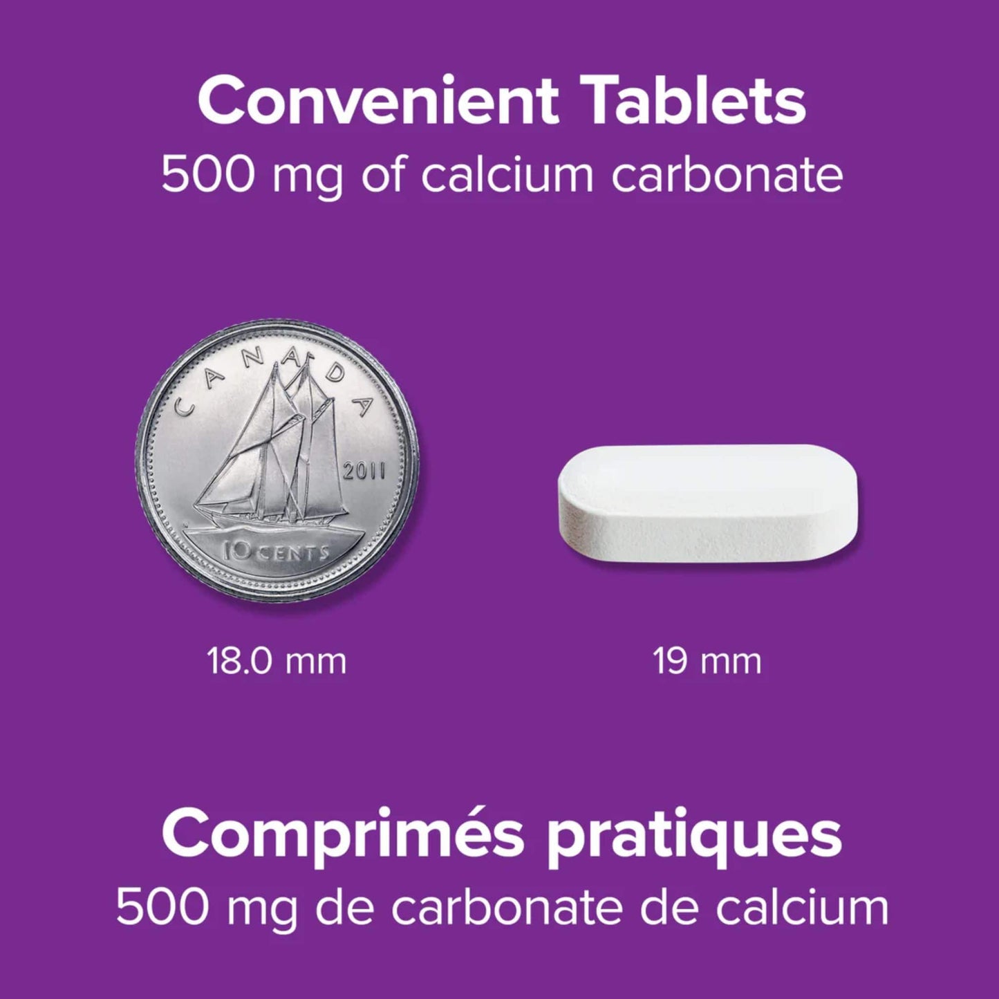 250 Tablets | Webber Naturals Calcium 500mg // Size