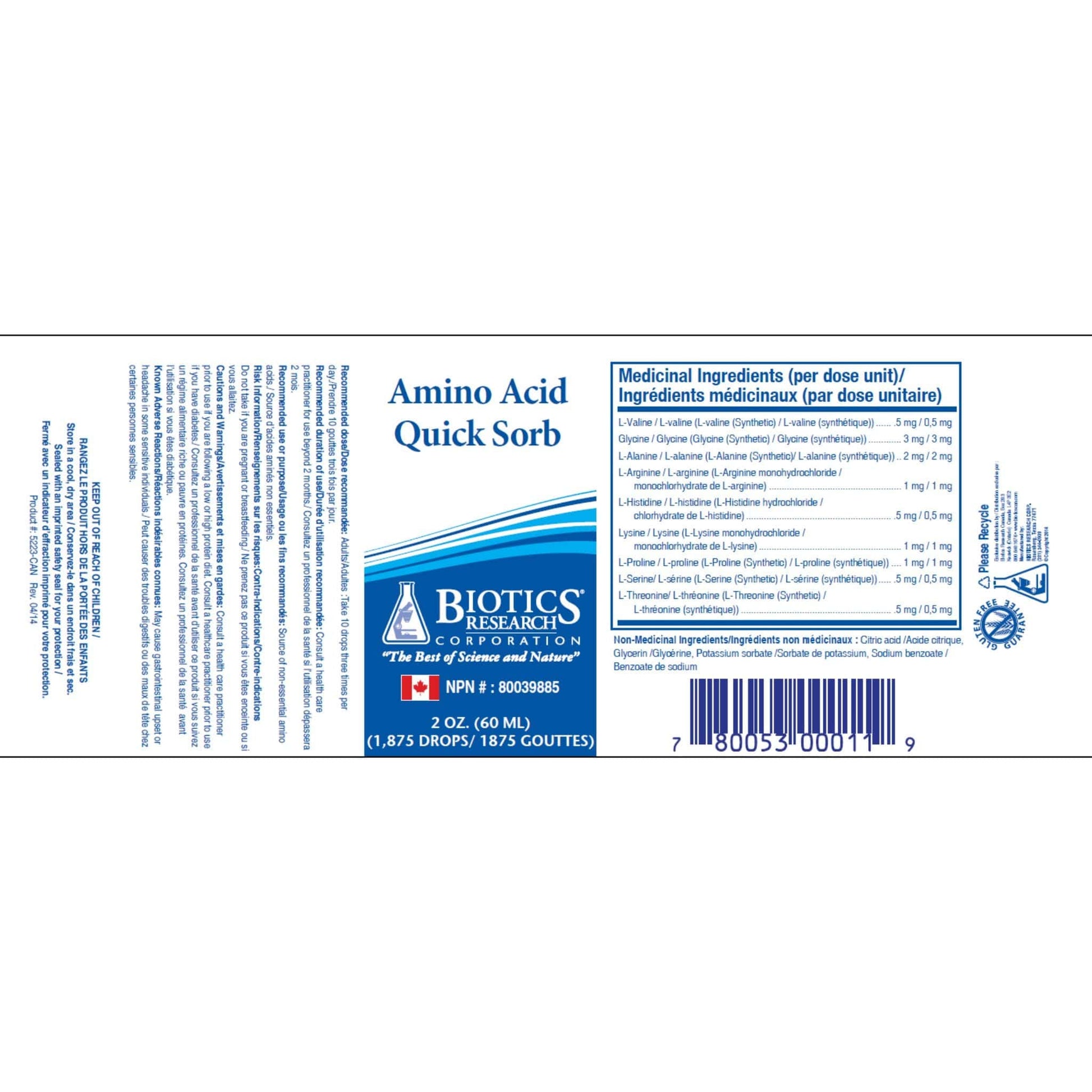 60ml | Biotics Research Amino Acid Quick-Sorb