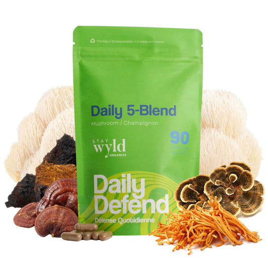 90 Capsules | Stay Wyld Organics Dialy 5-Blend, Daily Defend