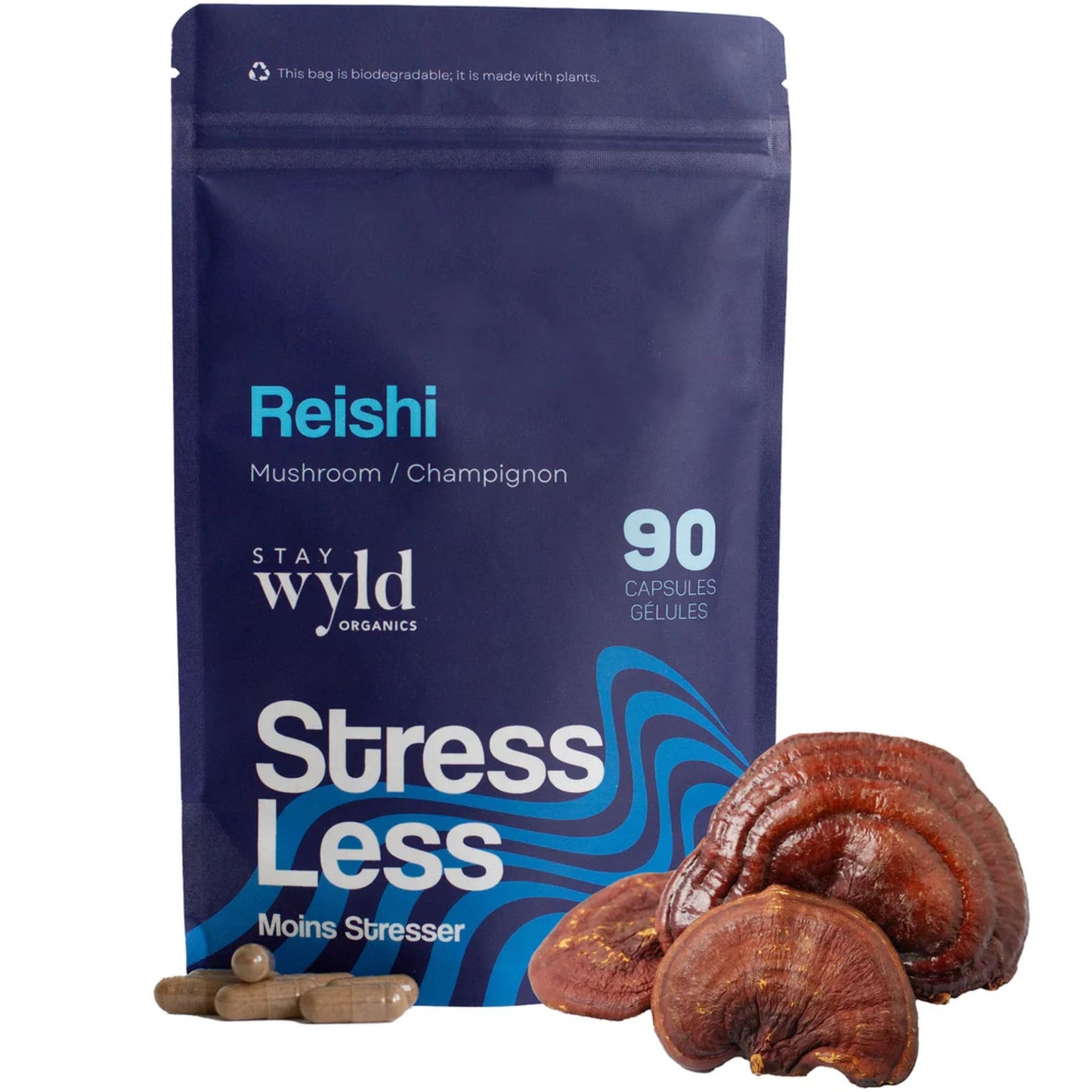 90 Capsules | Stay Wyld Organics Reishi, Stress Less