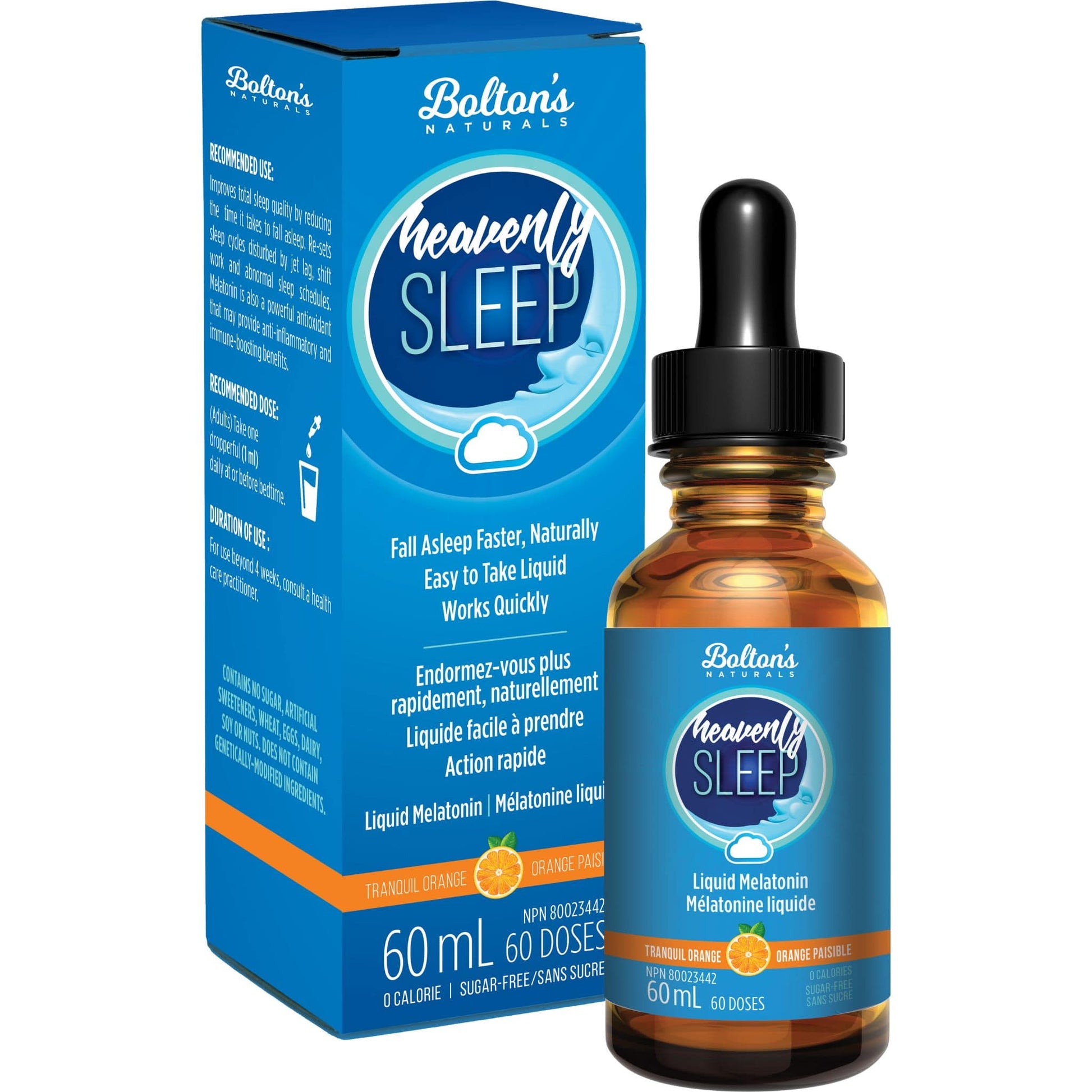 Tranquil Orange, 60mL | Natural Calm Bolton's Natural Heavenly Sleep Liquid Melatonin Drops // tranquil orange flavour