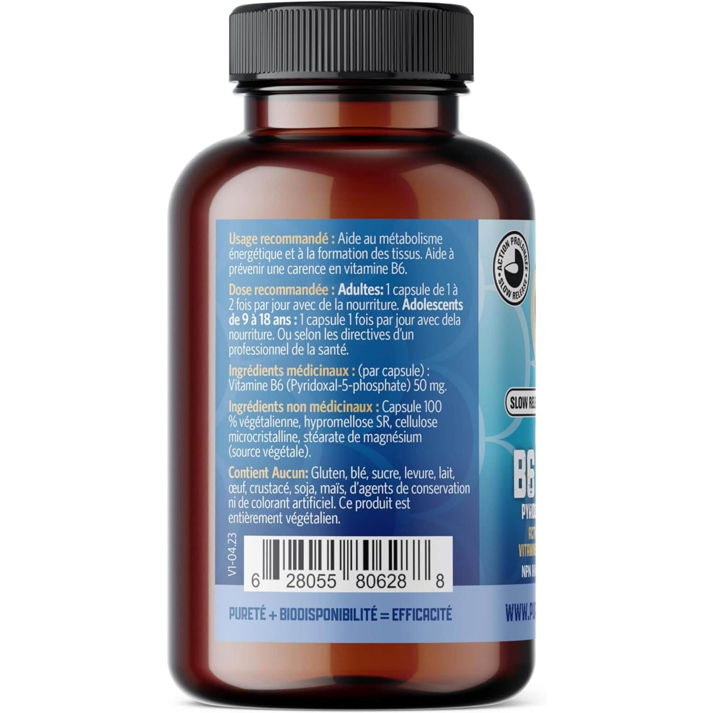 60 Vegetable Capsules | Pure Lab Vitamins Bioactive B6 50 MG Slow Release Pyridoxal-5-Phosphate 