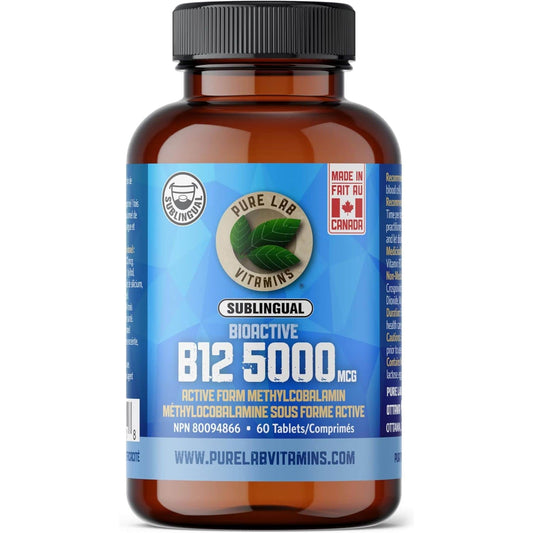 60 Tablets | Pure Lab Vitamins Bioactive B12 5000 MCG Sublingual
