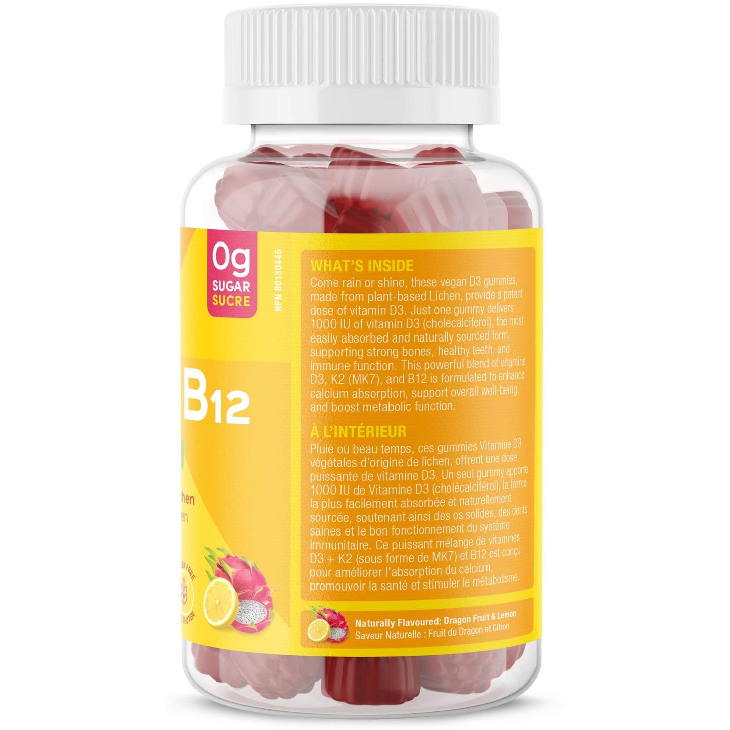 60 Gummies Dragonfruit and Lemon | SUKU Vitamins Vitamin D3 Plus K2 Plus B12