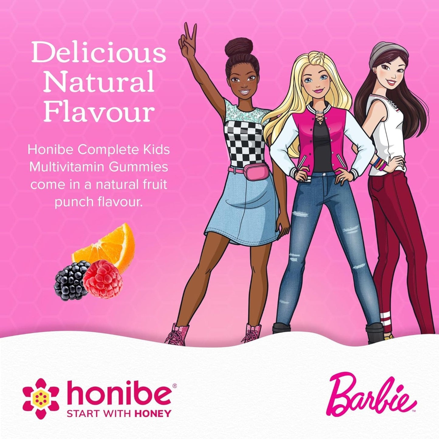 60 Gummies Fruit Punch | Honibe Barbie Kids Multi+