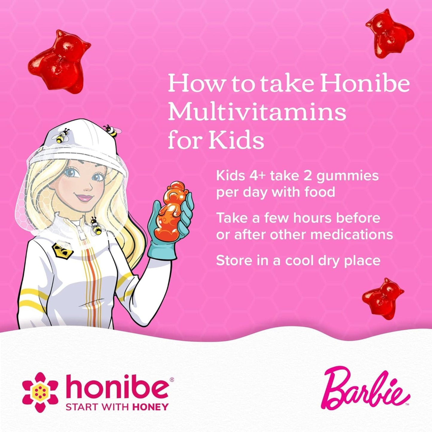 60 Gummies Fruit Punch | Honibe Barbie Kids Multi+