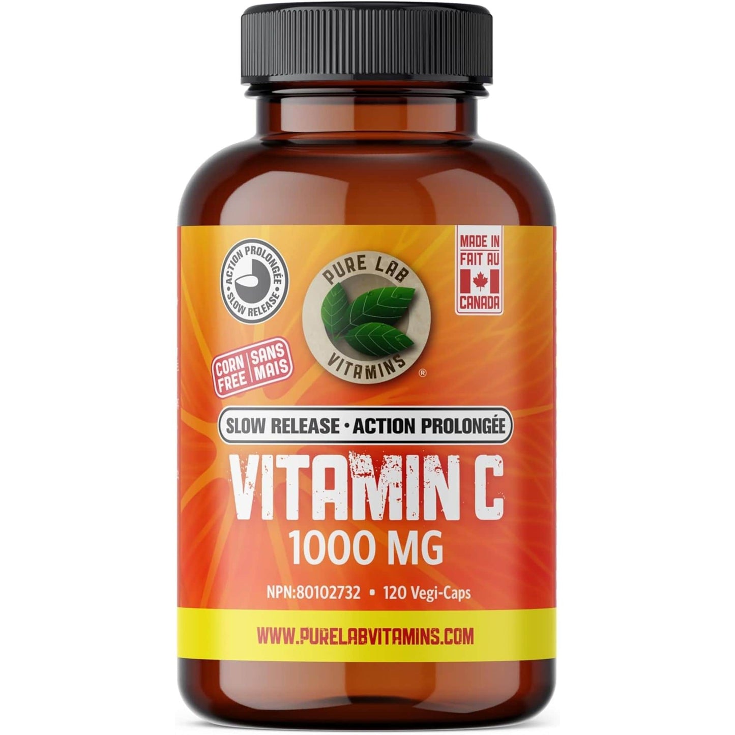 120 Vegetable Capsules | Pure Lab Vitamins Vitamin C 1000 MG Slow Release