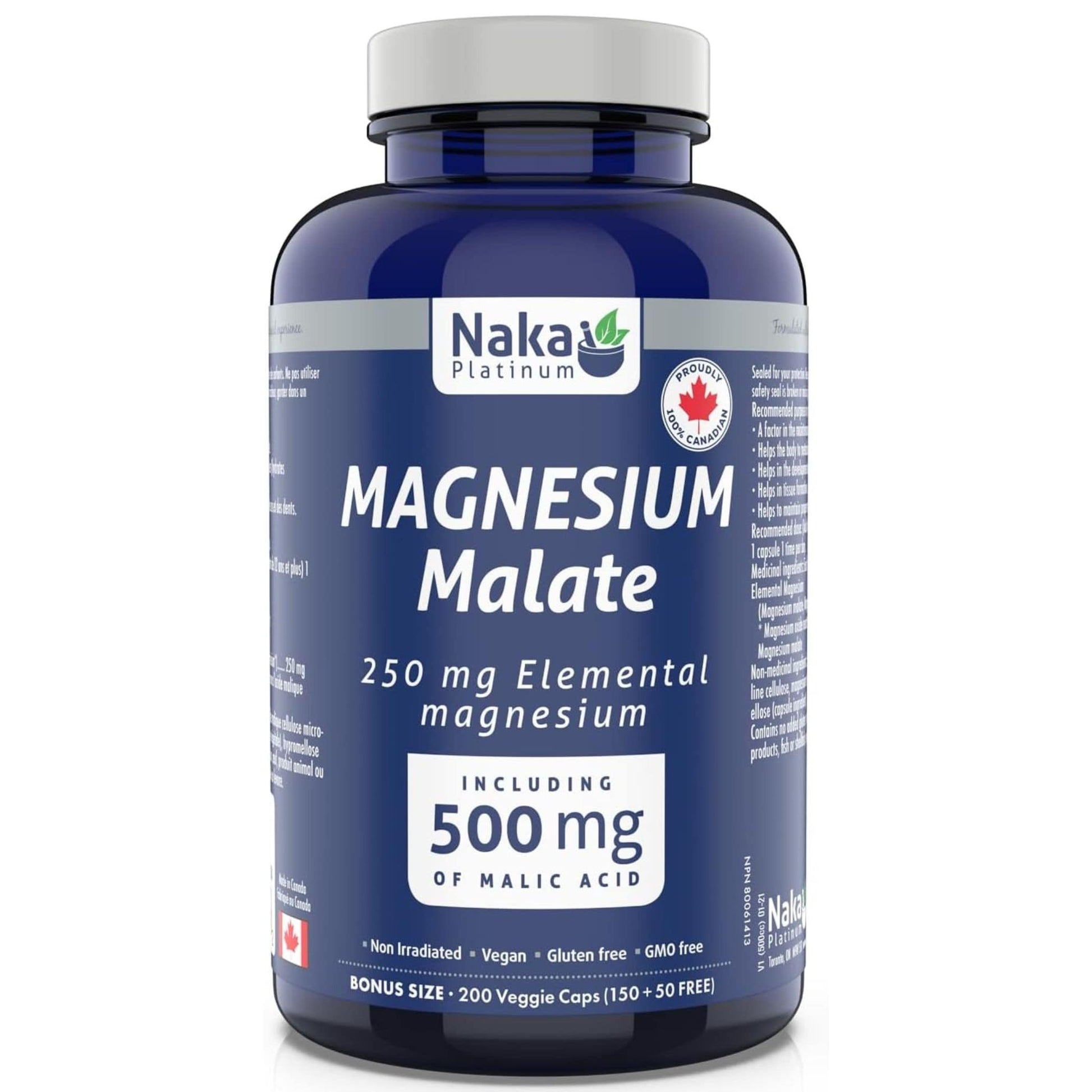 200 Vegetable Capsules | Naka Platinum Magnesium Malate