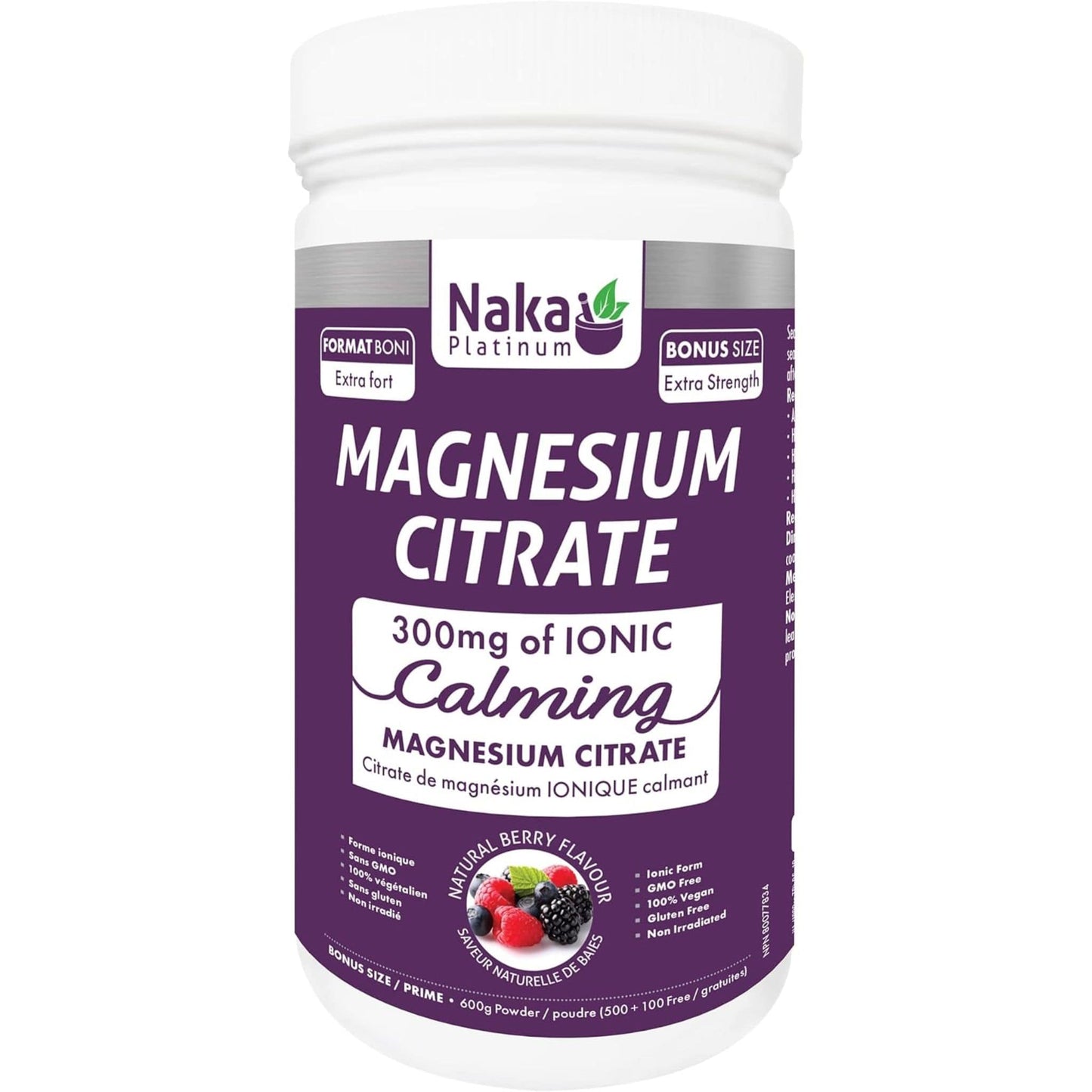 Natural Berry Flavour, 600g | Naka Platinum Magnesium Citrate 300 mg Ionic Powder // natural berry flavour