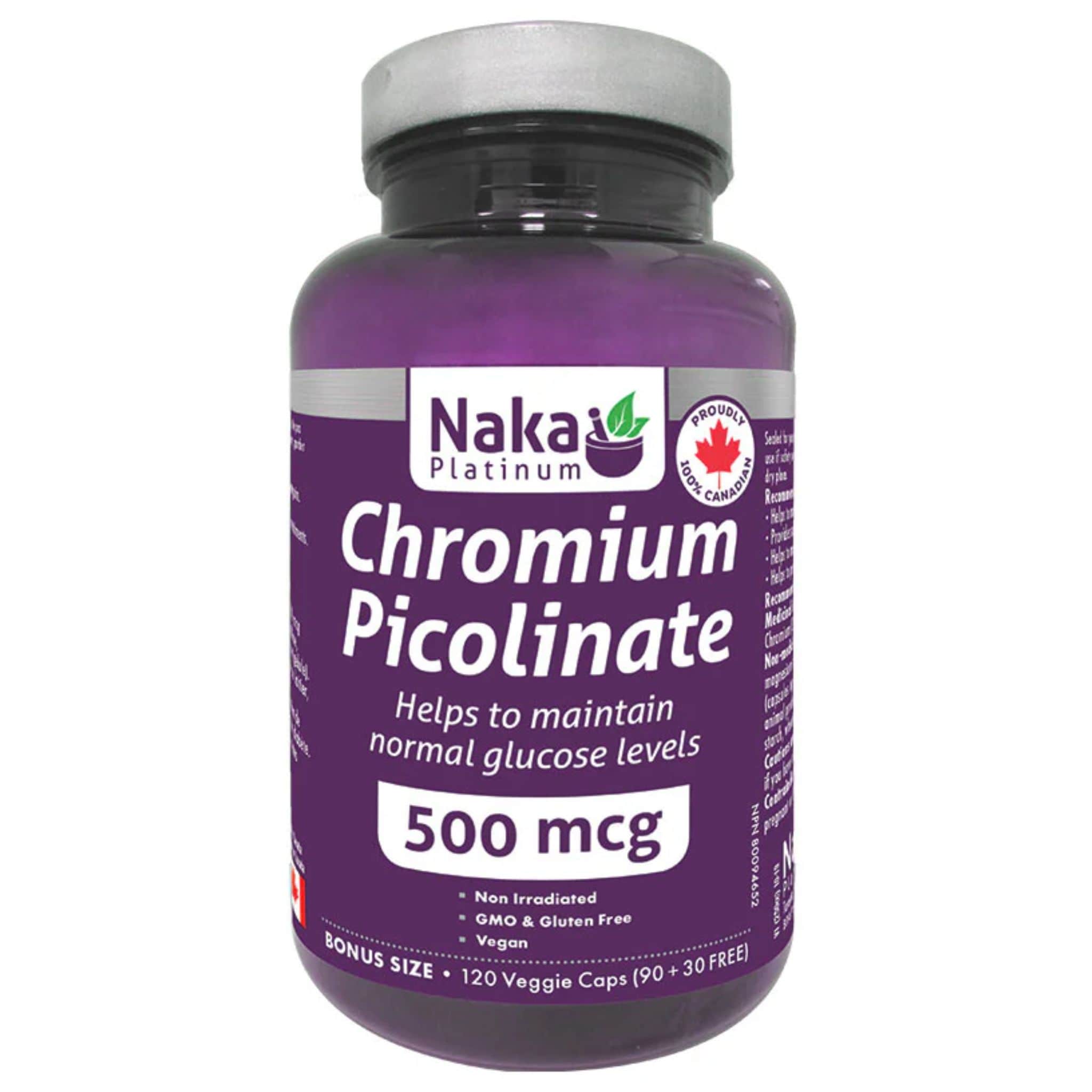 Naka Platinum Chromium Picolinate 500mcg 120 Vegetable Capsules