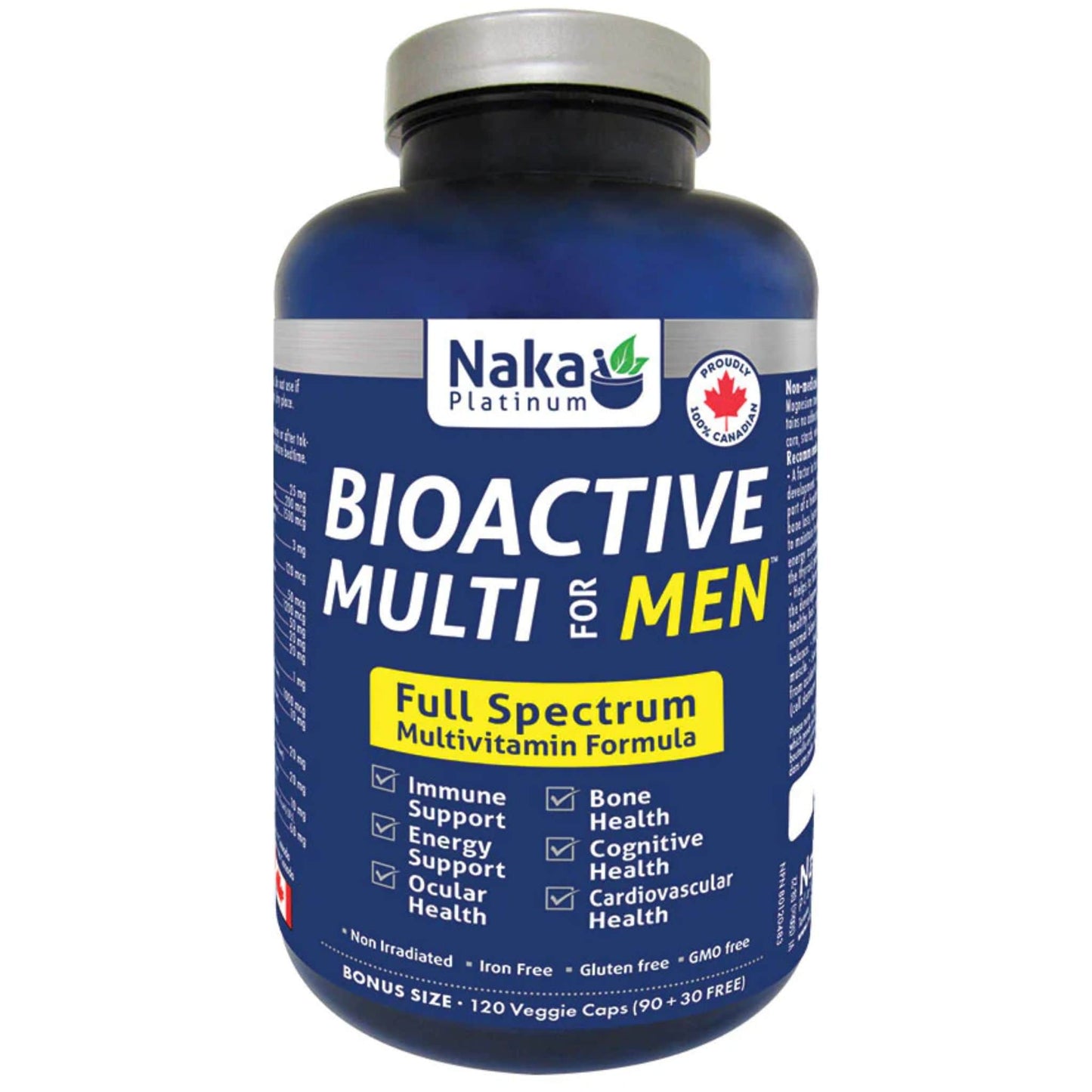 120 Vegetable Capsules | Naka Platinum BioActive Multi for Men Full Spectrum Multivitamin bottle