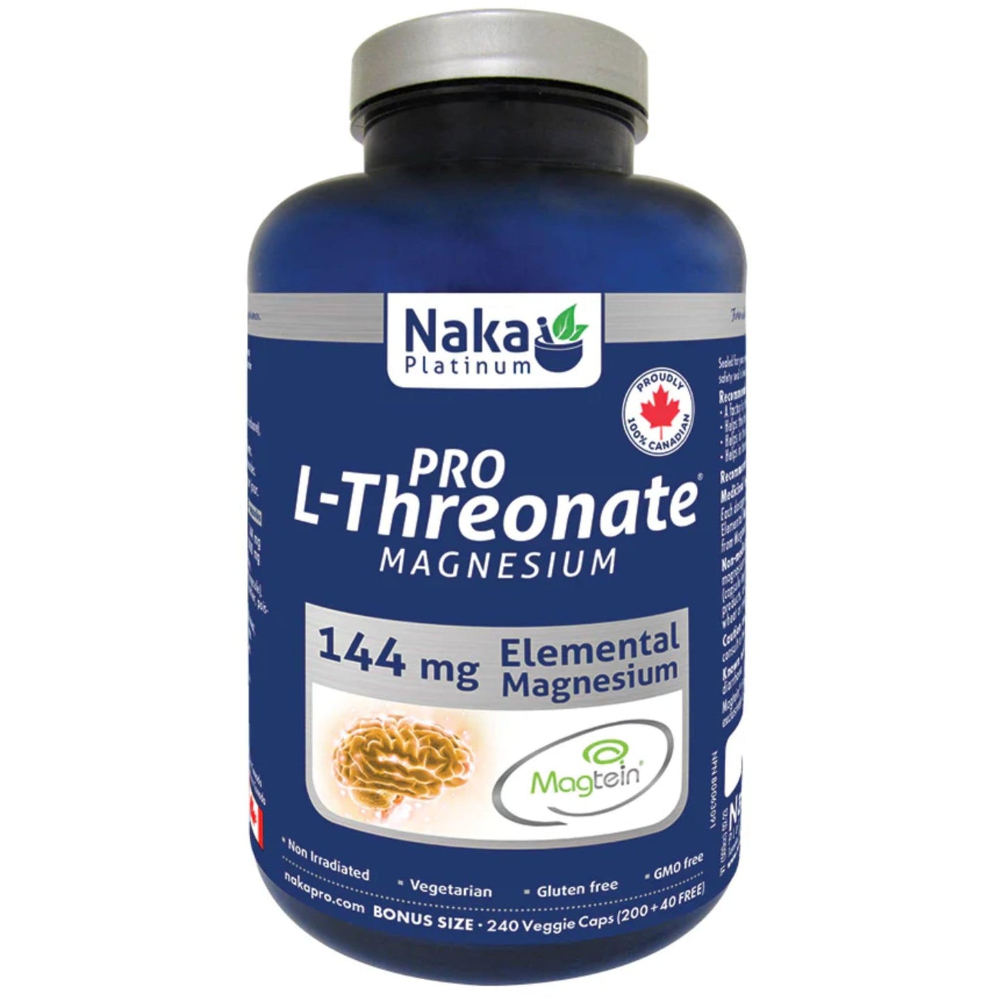 240 Vegetable Capsules | Naka Platinum Pro L-Threonate