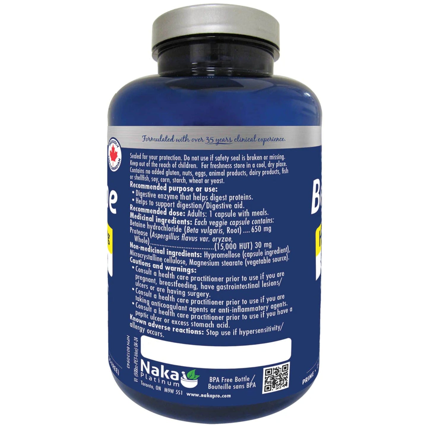 75 Vegetable Capsules | Naka Platinum Betaine HCL