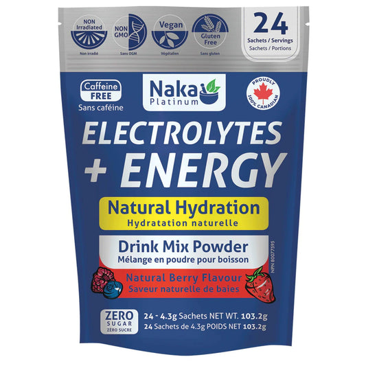 24 Sachets (4.3 g x 24) Natural Berry | Naka Platinum Electrolytes Plus Energy Powder