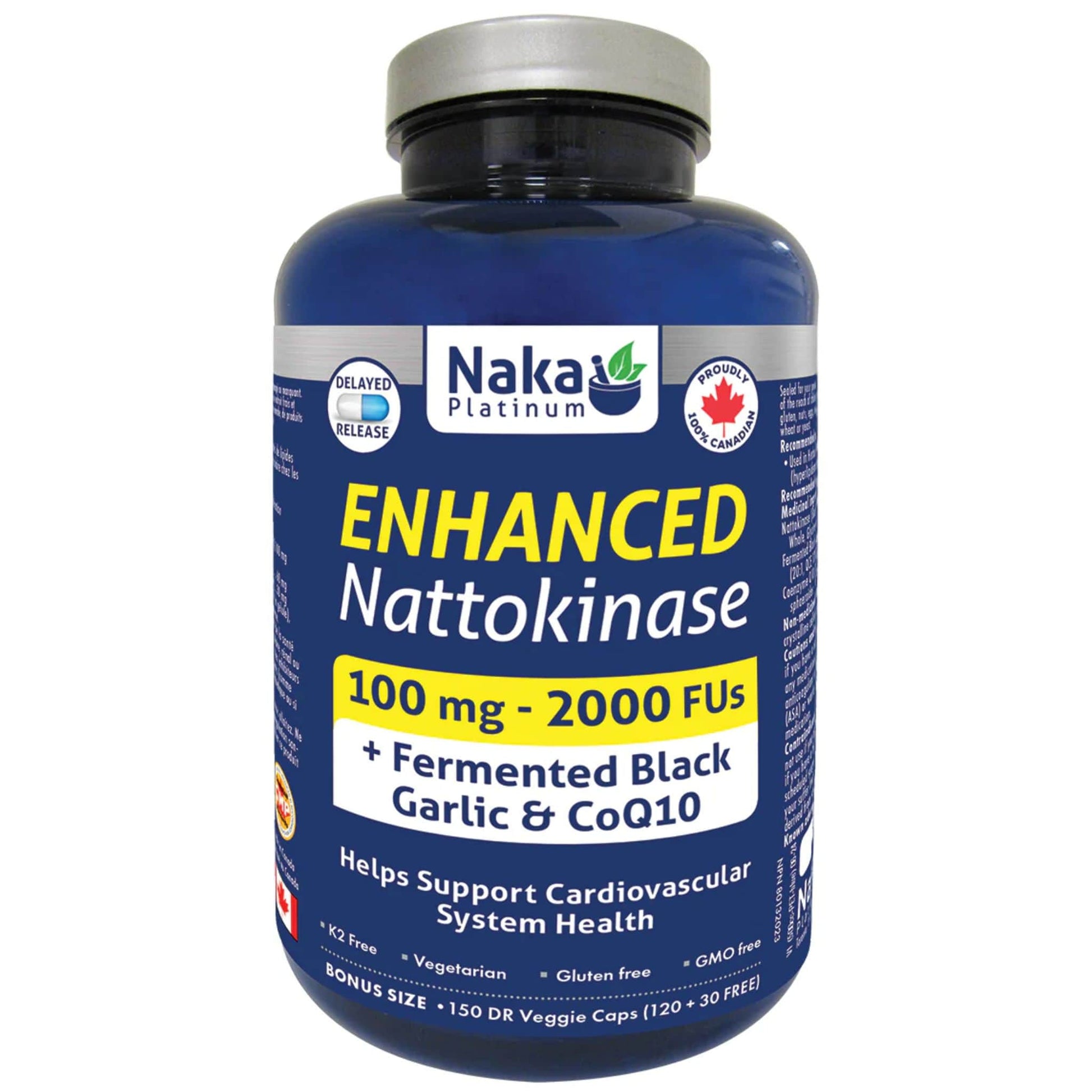 150 Delayed Release Vegetable Capsules | Naka Platinum Enhanced Nattokinase