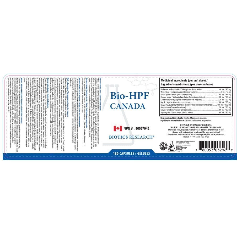 180 Capsules | Biotics Research Bio-HPF