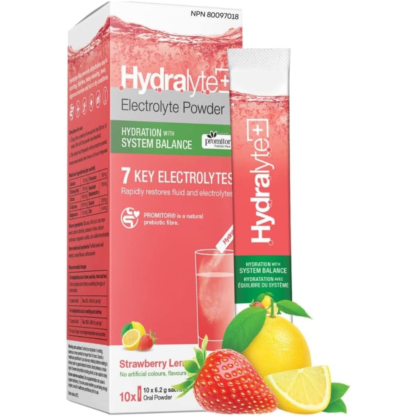 10 Count (10 x 6.2g Sachets) Strawberry Lemonade | HydraLyte Hydration with System Balance