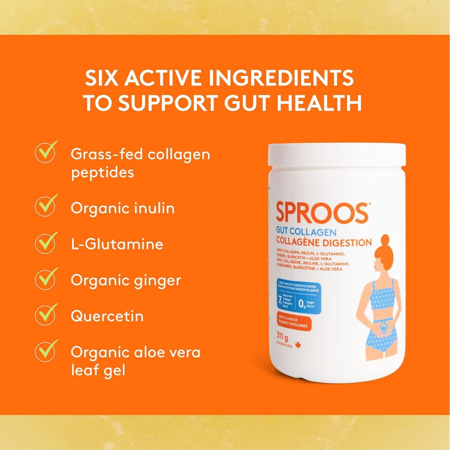 Sproos Gut Collagen- Formerly Sproos Up Your Gut, Enhanced Collagen Beverage Mix, 309g