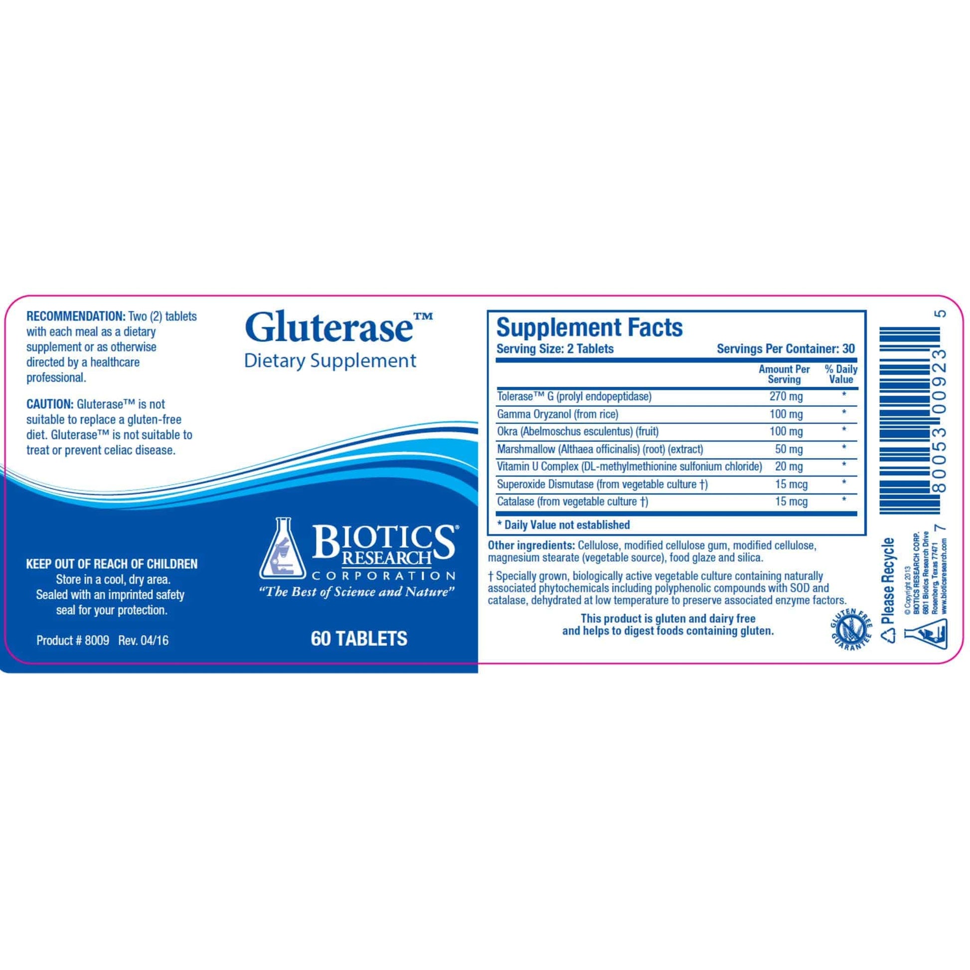 60 Tablets | Biotics Research Gluterase