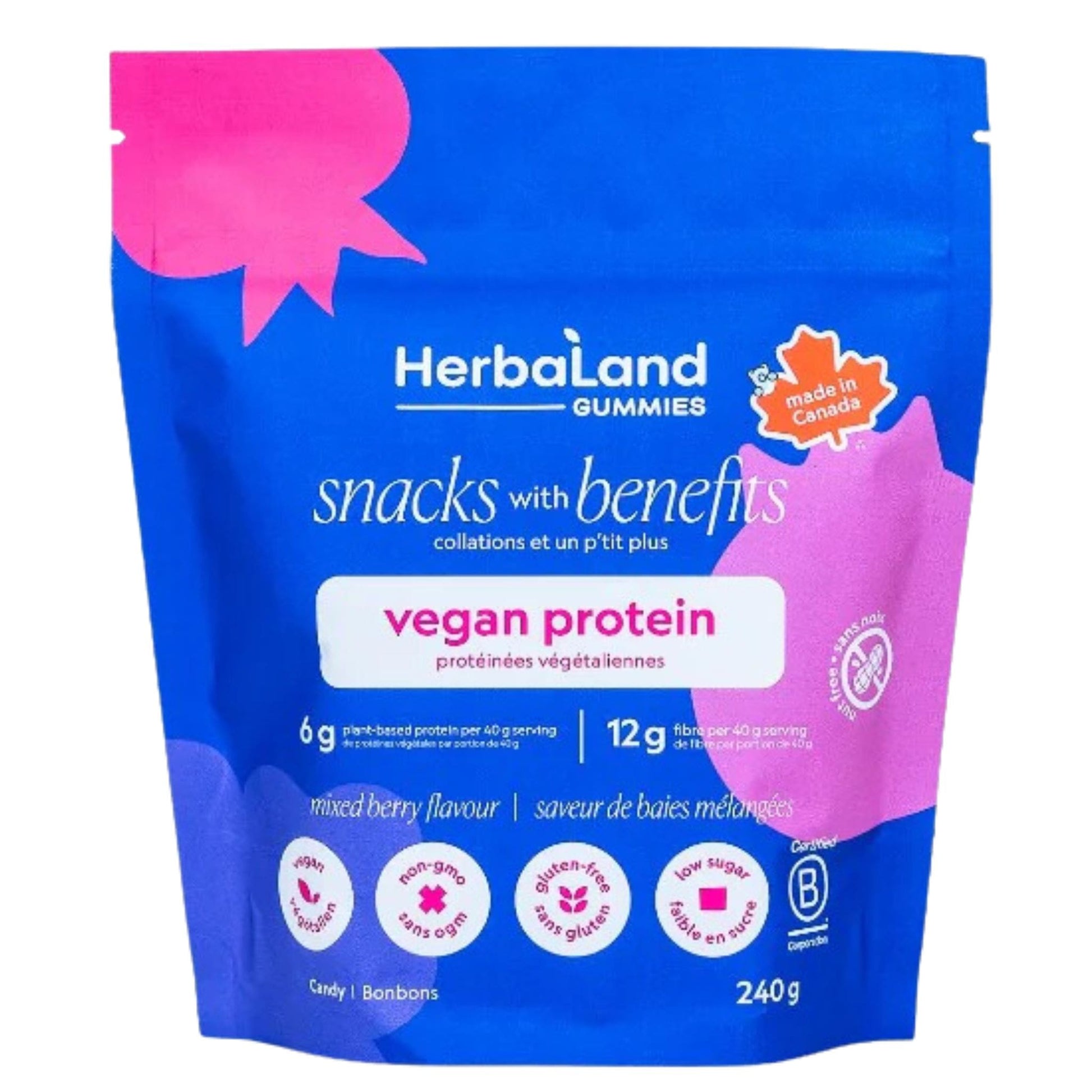 Family Size (240g) Mixed Berry | Herbaland Gummies Vegan Protein Gummies