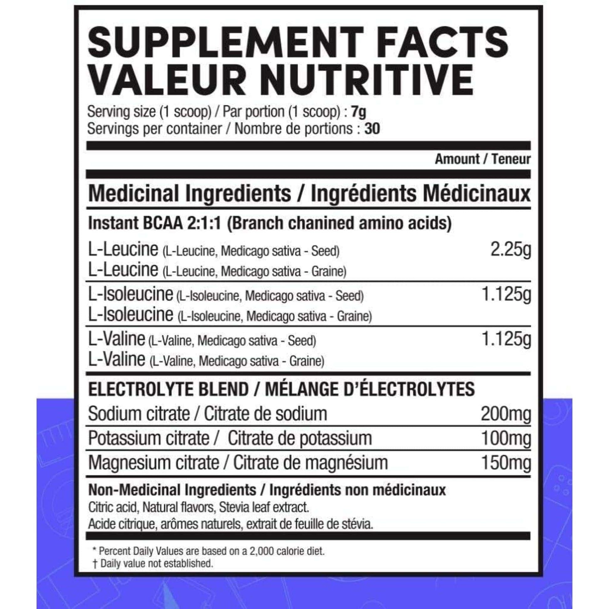 210g Raspberry Lemonade | TruMe Natural BCAA Plus Electrolytes Powder Nutrition Facts