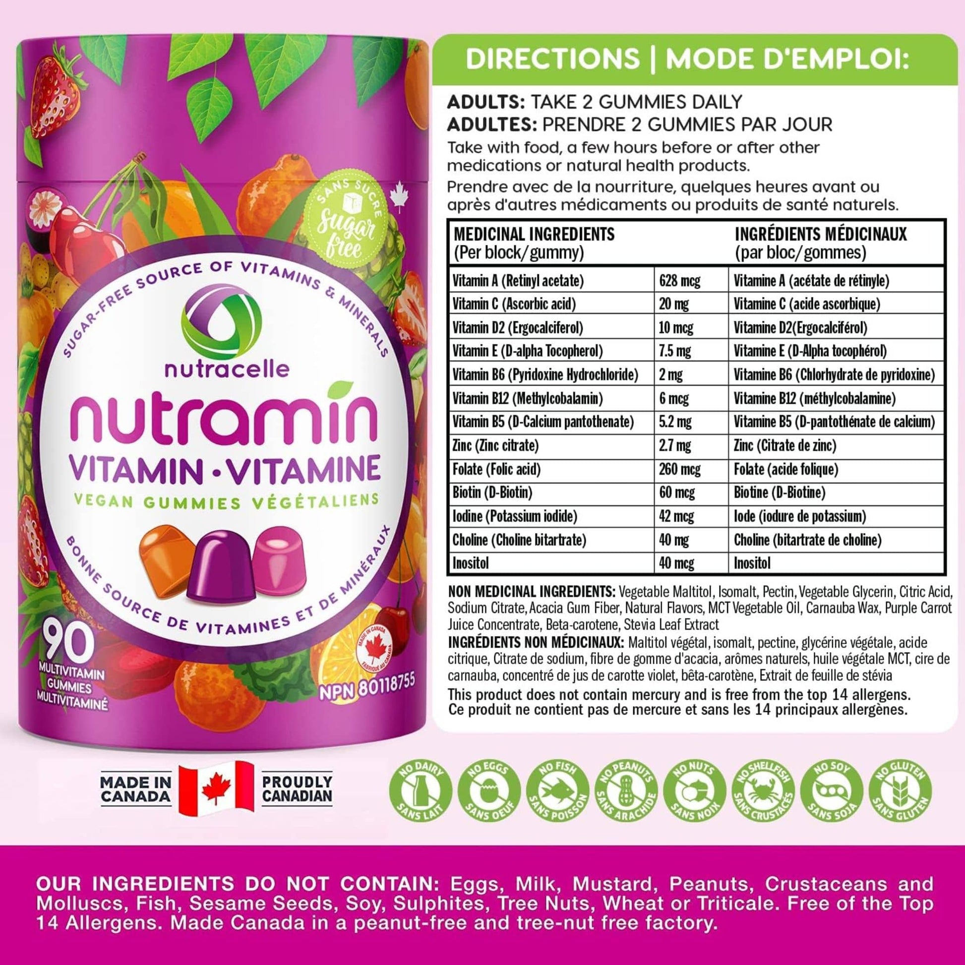 90 Vegan Gummies | Nutramin Adult Multivitamin Gummies