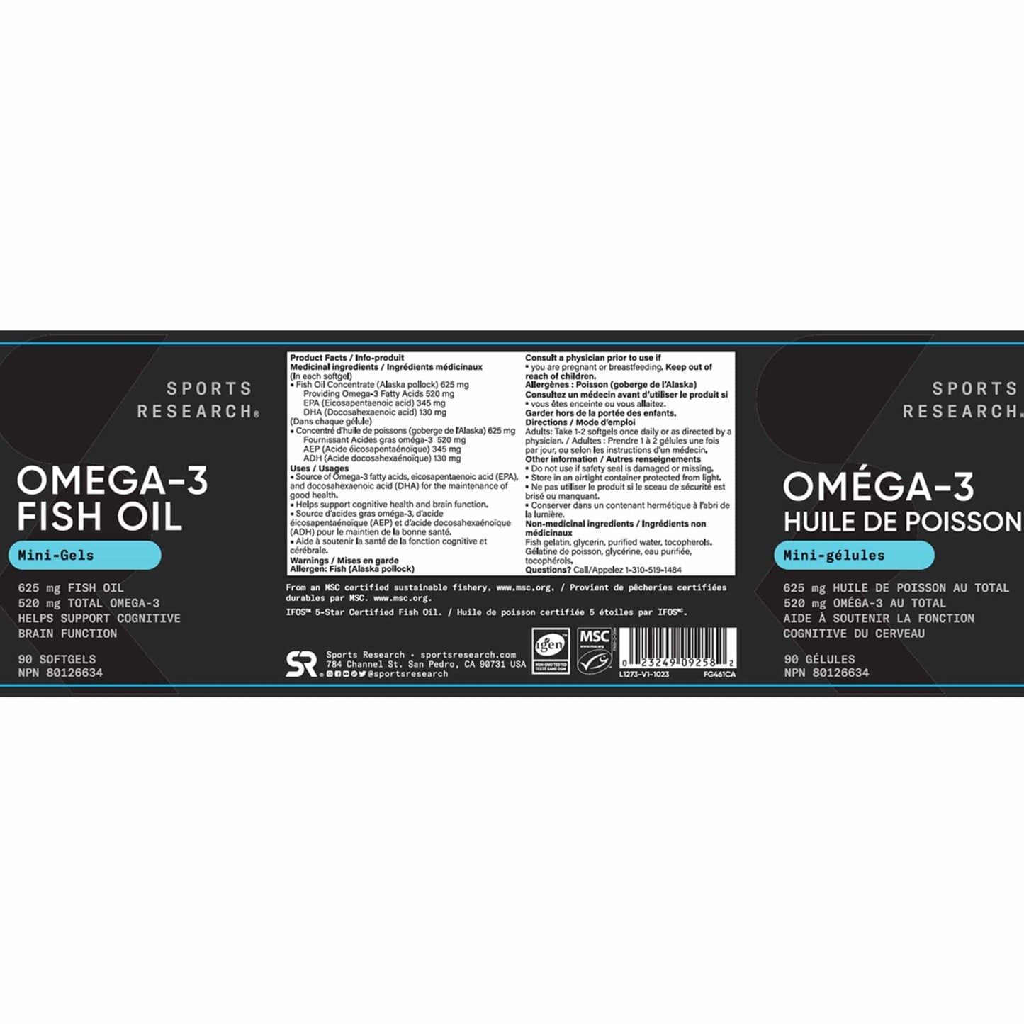 90 Softgels | Sports Research Omega-3 Fish Oil