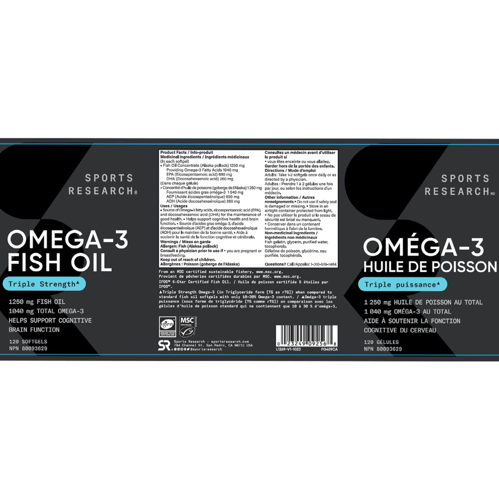 120 Softgels | Sports Research Omega-3 Fish Oil