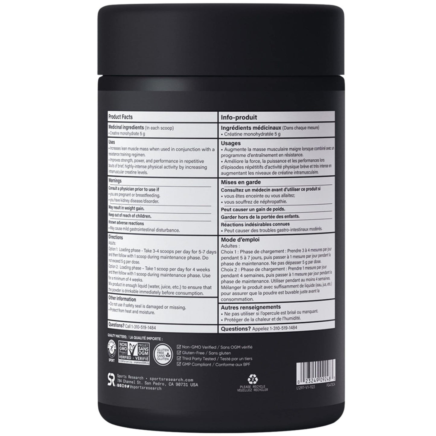 454g Unflavoured | Sports Research Creatine Monohydrate