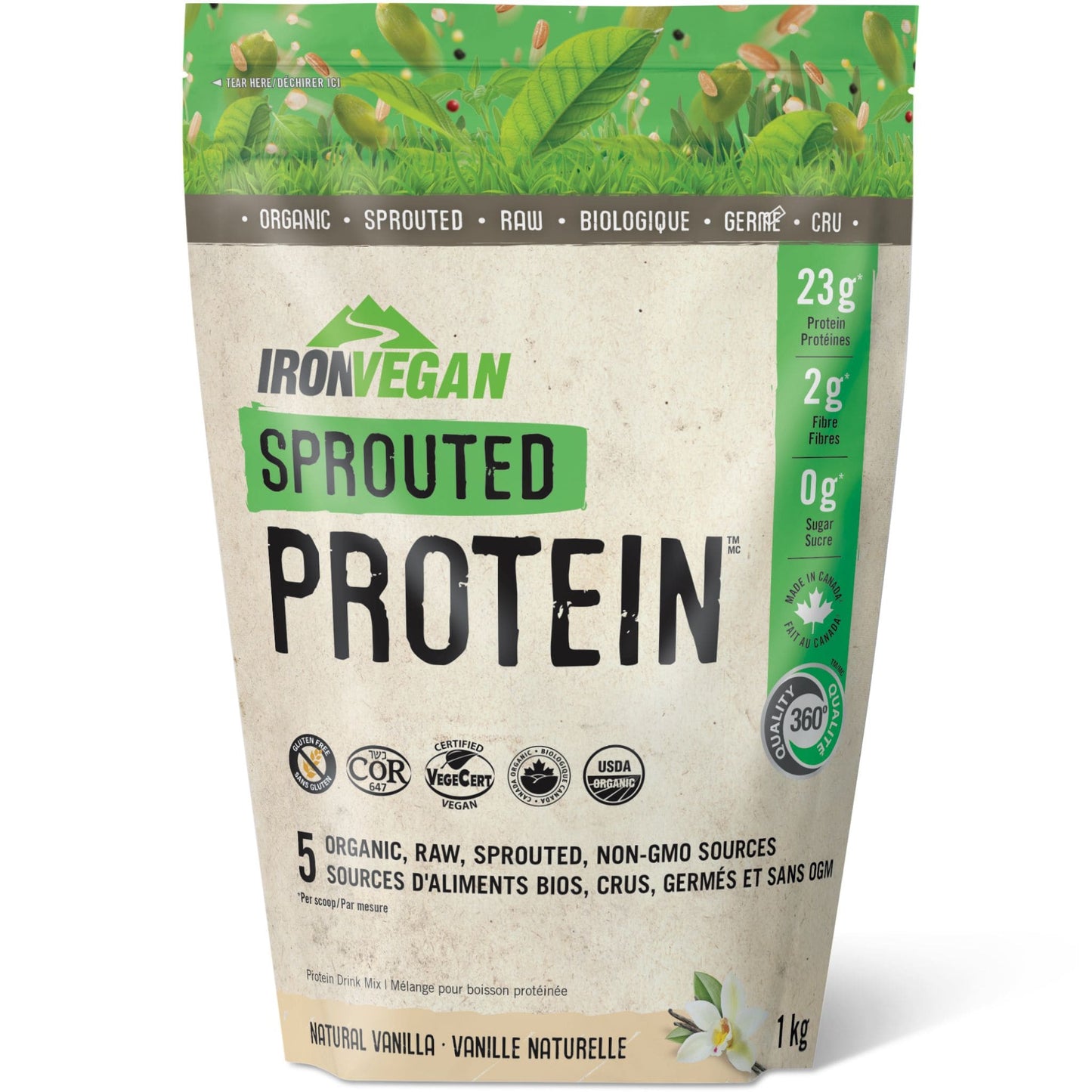 French Vanilla, 1kg | Iron Vegan Sprouted Protein Powder