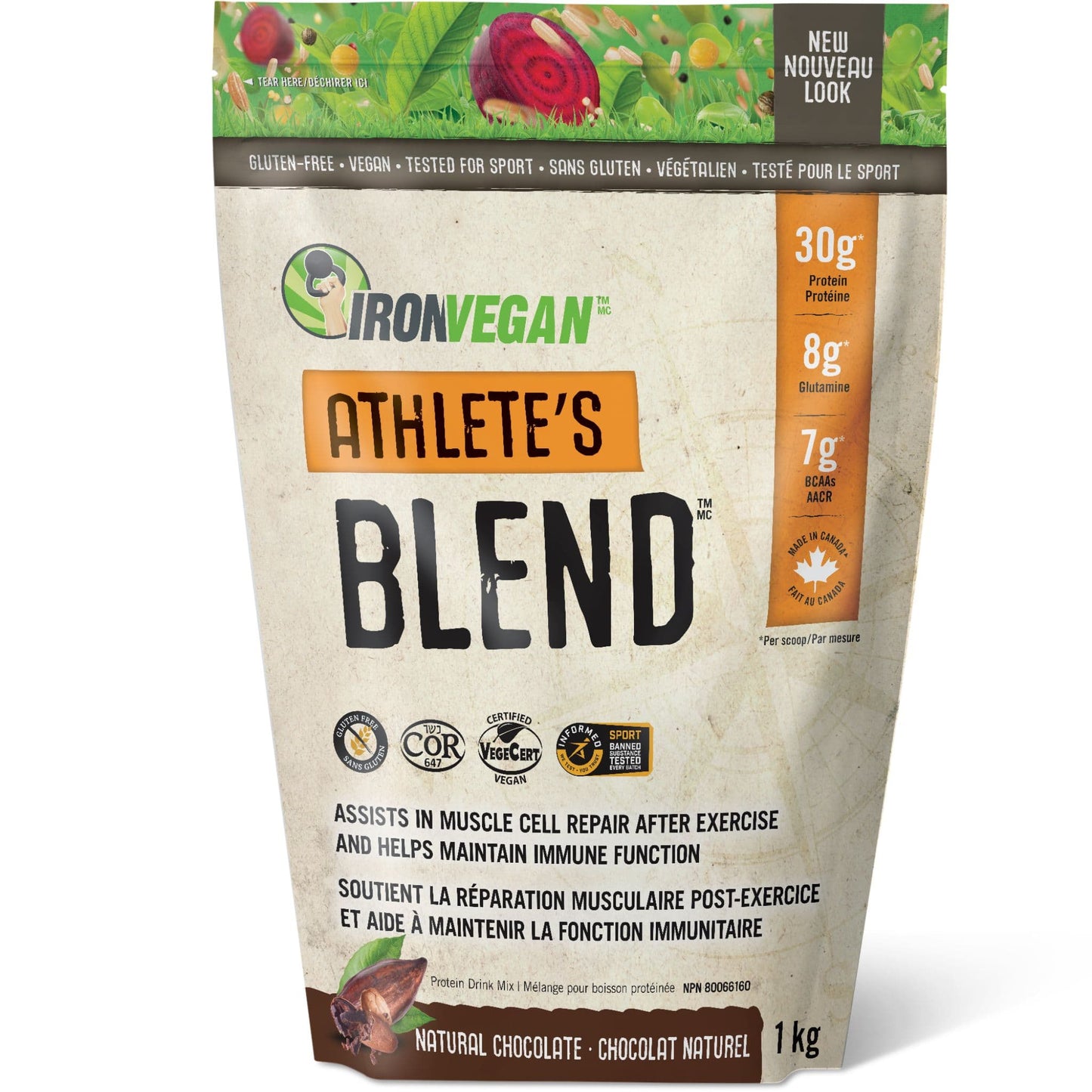 Chocolate, 1kg | Iron Vegan Athlete's Blend Powder