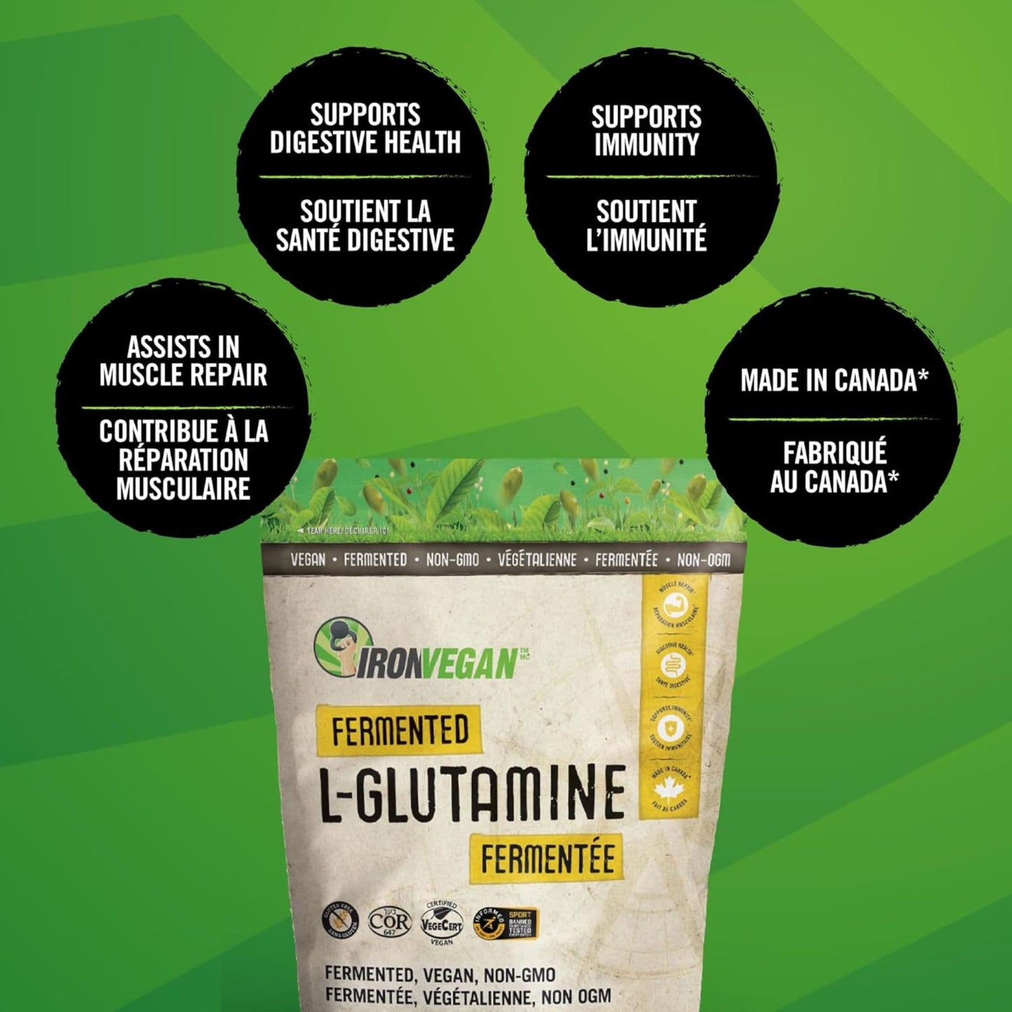 Unflavoured, 400g | Iron Vegan Fermented L-Glutamine Powder