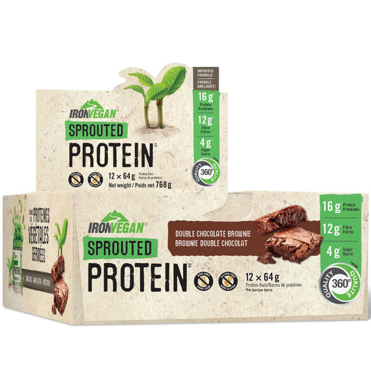 Double Chocolate, 12 x 64g | Iron Vegan Sprouted Protein Brownie