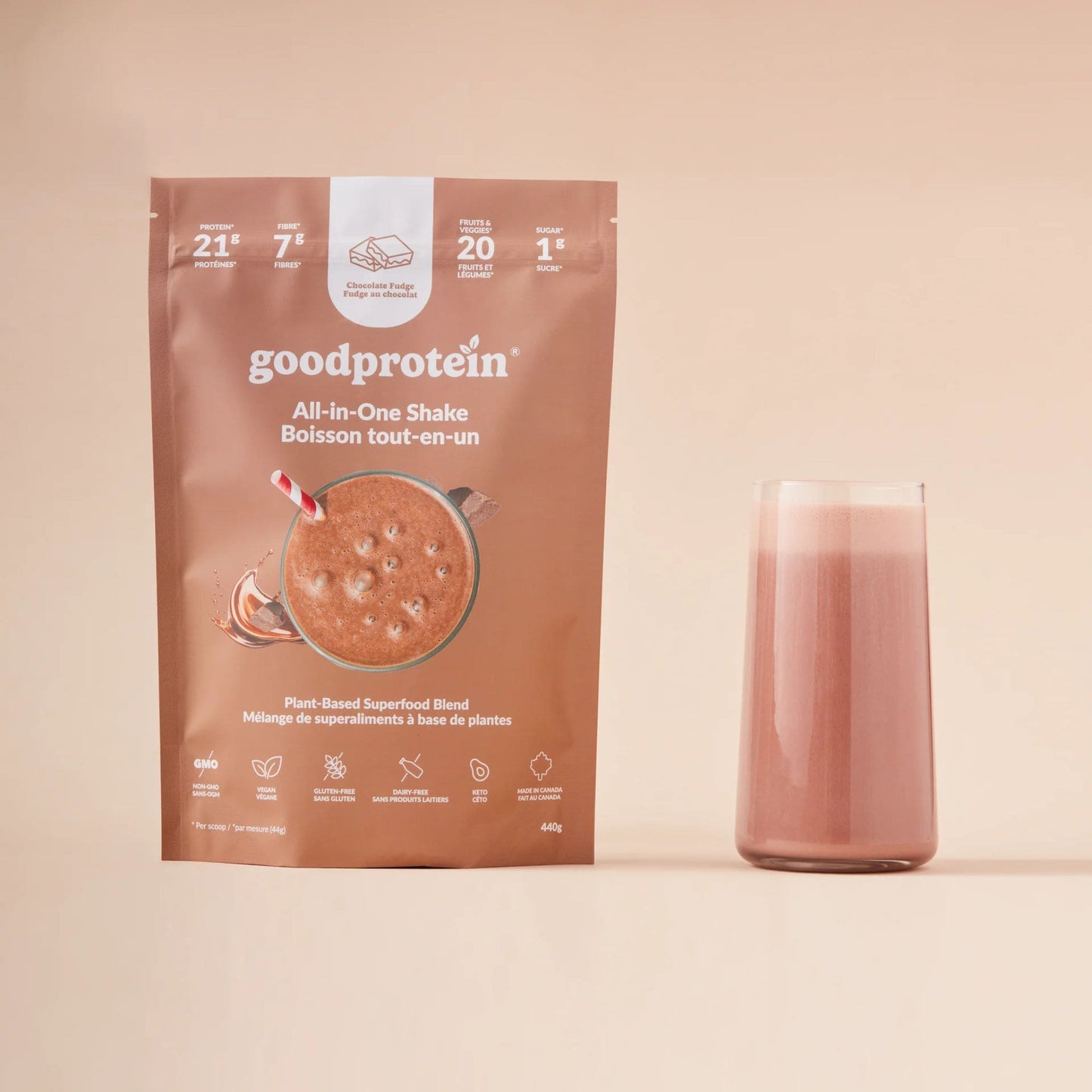 440g Chocolate Fudge | GoodProtein All-in-One Shake Protein Powder