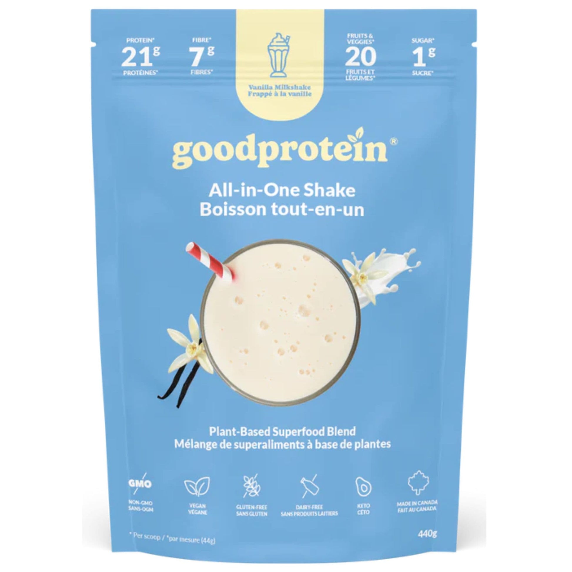 440g Vanilla Milkshake | GoodProtein All-in-One Shake Protein Powder