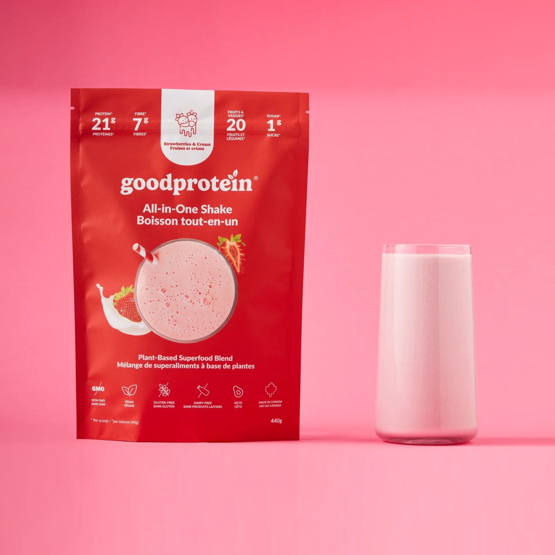 440g Strawberries & Cream | GoodProtein All-in-One Shake Protein Powder