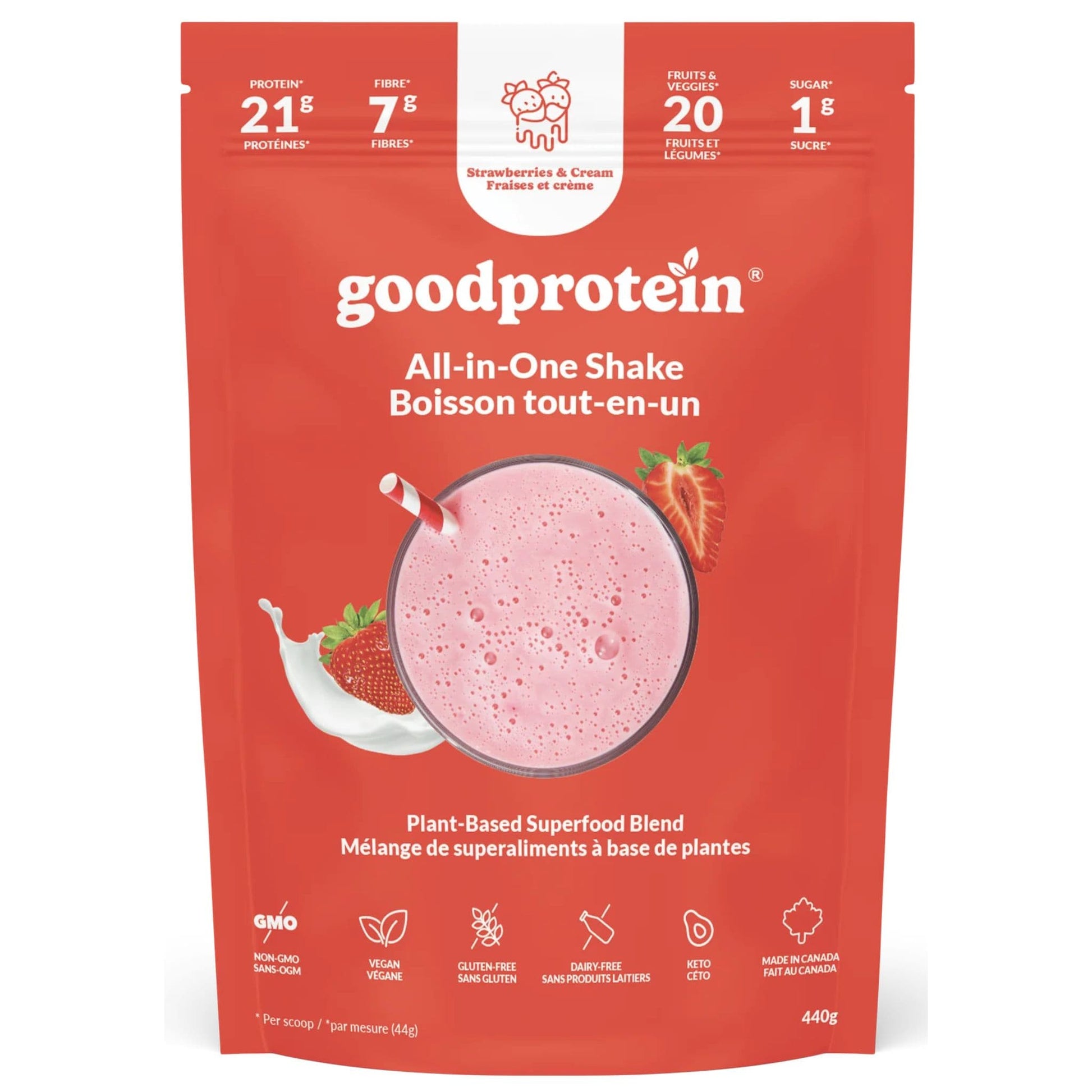 440g Strawberries & Cream | GoodProtein All-in-One Shake Protein Powder