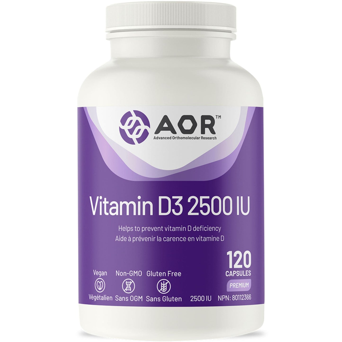 120 Capsules | AOR Vitamin D3 2500 IU