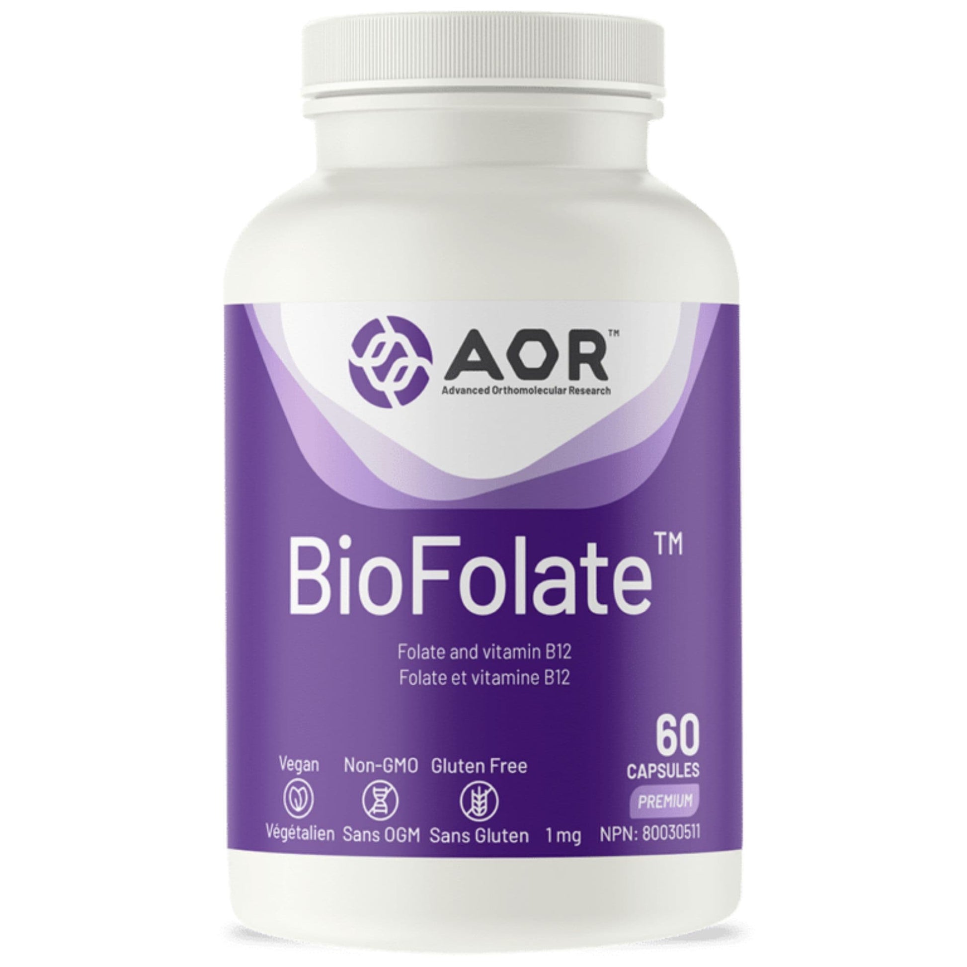 30 Vegetable Capsules | AOR BioFolate