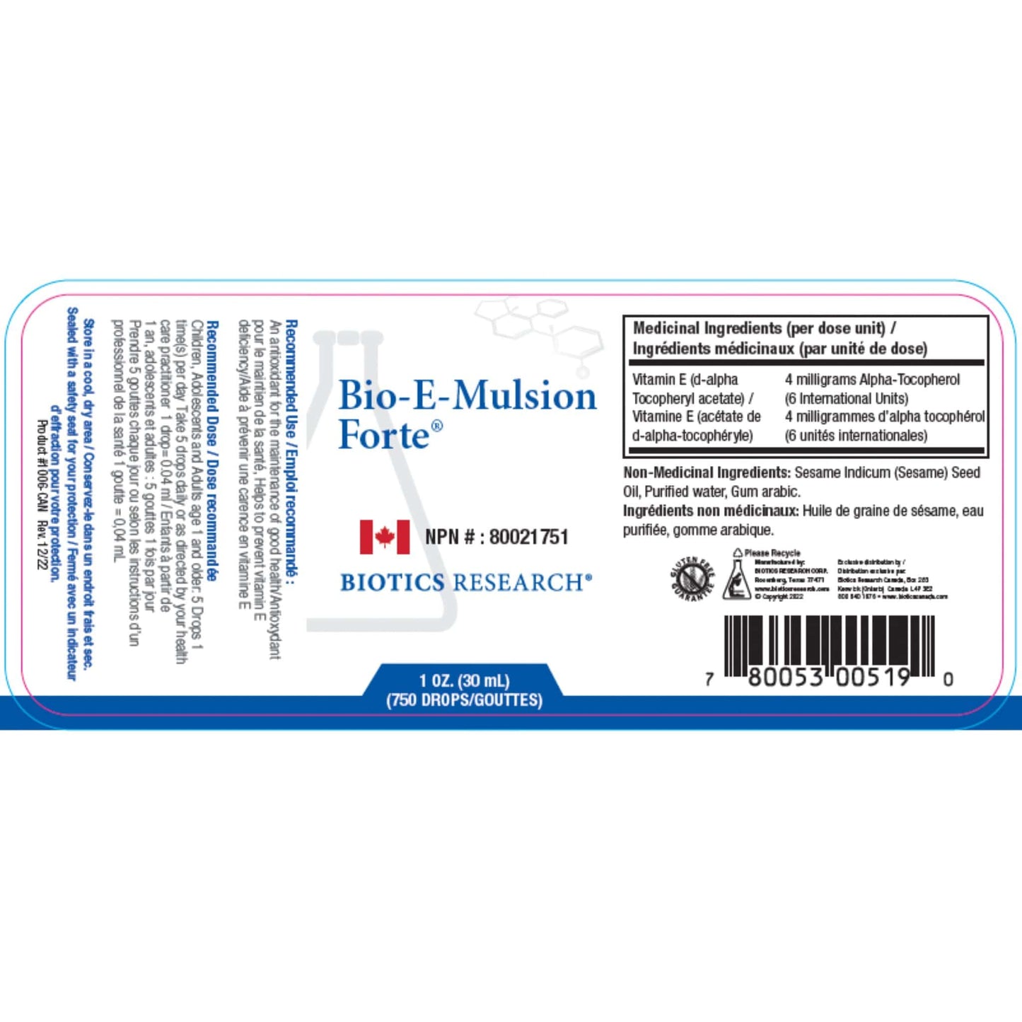 30mL | Biotics Research Bio-E-Mulsion Forte Drops