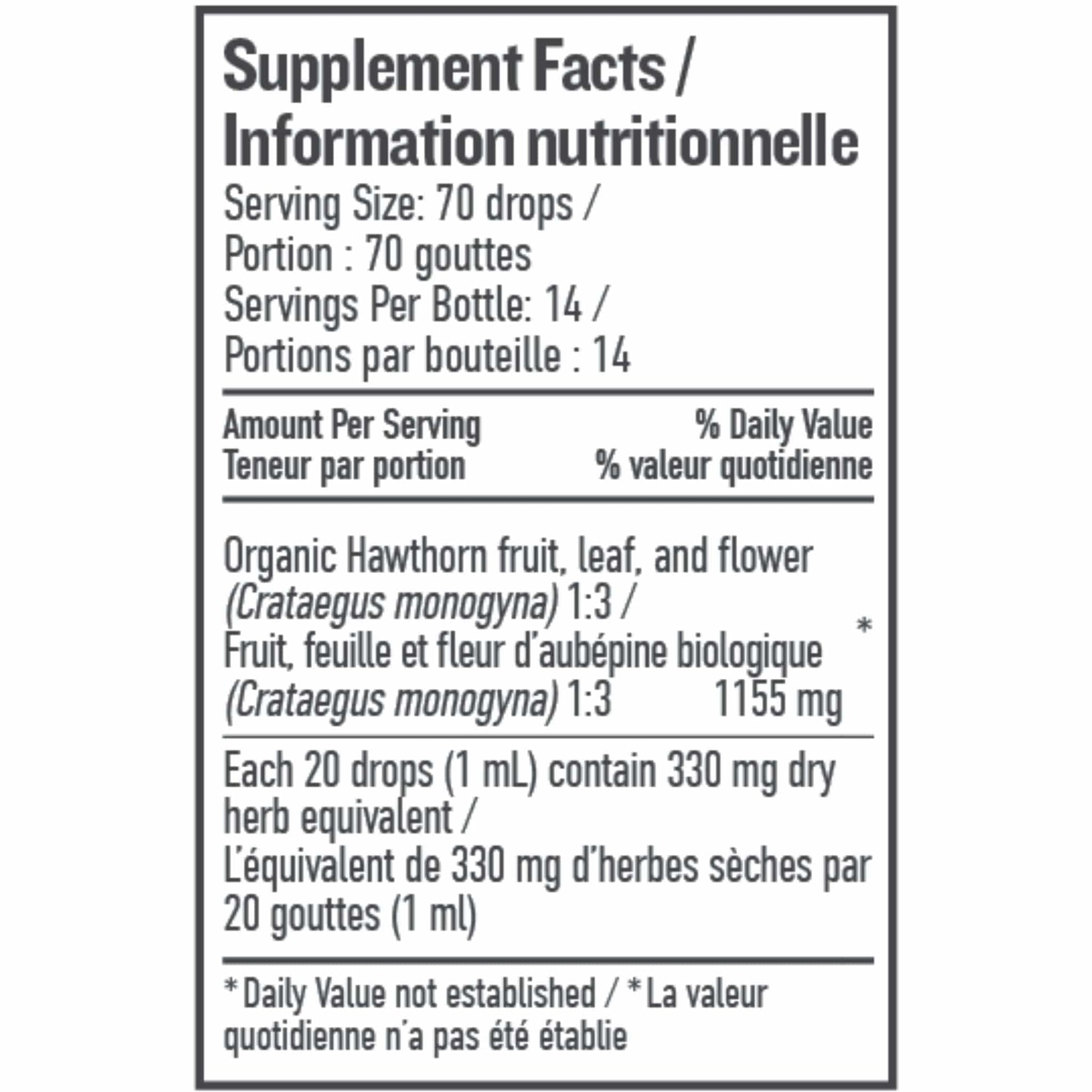 50 mL | Botanica Hawthorn Liquid Herb // supplement facts