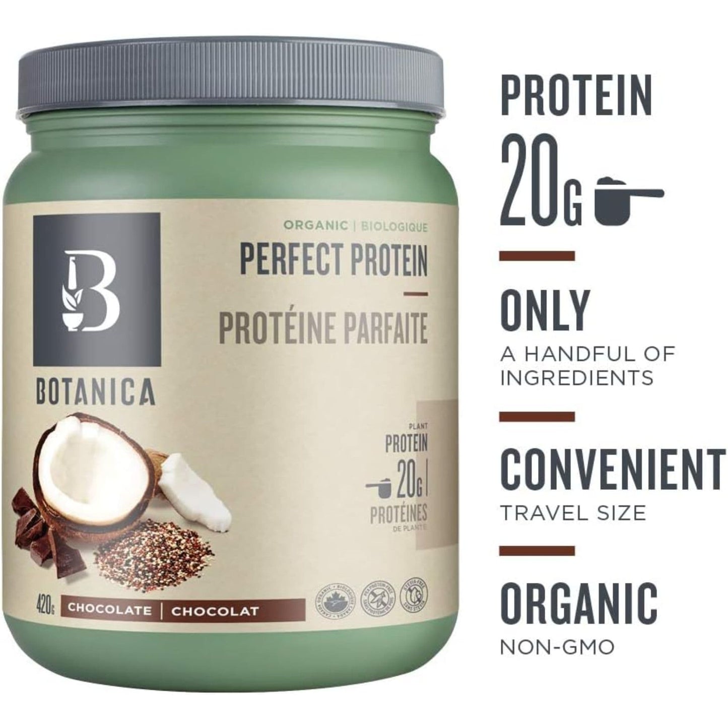 Chocolate 420g | Botanica Organic Perfect Protein // features